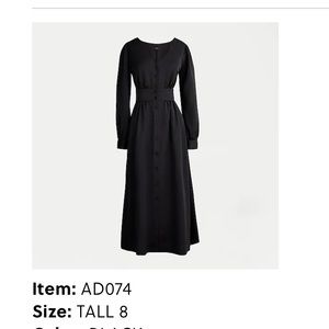J crew Button-front A-line midi dress in Black size 8tall